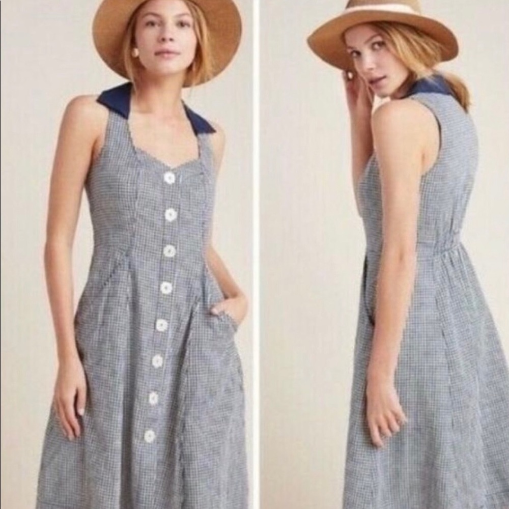 Anthropologie Plaid Halter Dress